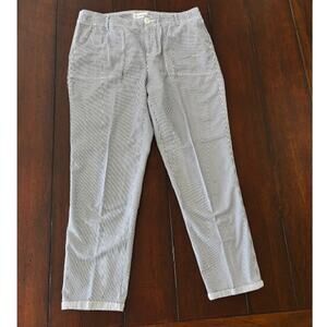 Liz Claiborne Women’s Size 4 Blue White Stripe Ankle Pants Cotton Cuffed‎ Hem